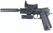 Іграшковий пістолет Galaxy G.053A (Colt 1911) з ЛЦУ і глушником