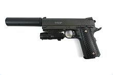 Іграшковий пістолет Galaxy G.25A (Colt 1911 Rail) з ЛЦУ і глушником